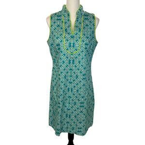 Vince Camuto Size 8 Blue White Green Sleeveless Dress